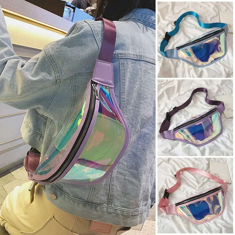 

Women Fanny Pack PU Laser Purse Waist Chest Bum Bag Ladies Sport Shoulder Bag
