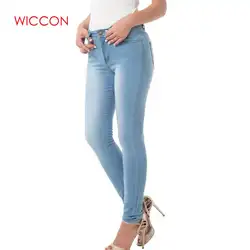 2019 однотонные обтягивающие джинсы для женщин Высокая талия Винтаж Джинсовые штаны плюс размеры Push Up мотобрюки Bodycon Тонкий узкие брюки