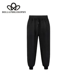 Bella Philosophy 2018 осень Высокая Талия бархатные брюки женских брюк Брюки Свободные Большой Размеры штаны-шаровары Running осенние штаны