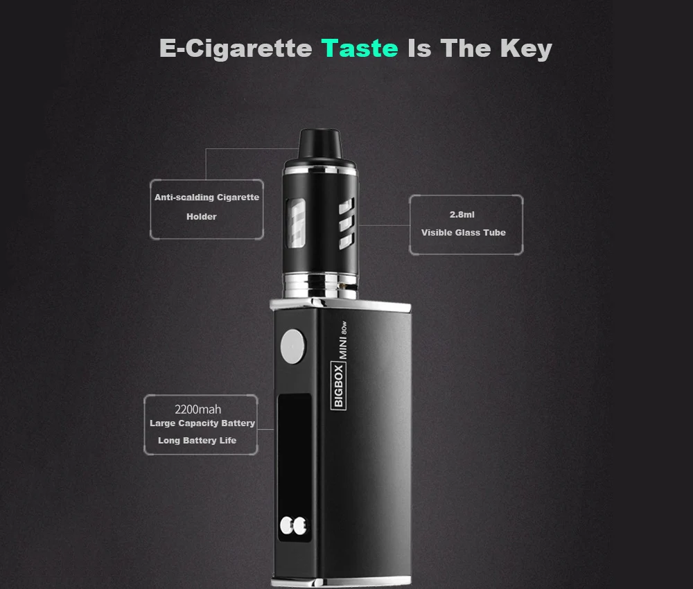 Электронная сигарета BIGBOX 80 Вт регулируемый Vape Mod Box Kit 2200 мАч батарея 3 мл бак 0.5ом распылитель катушки дыма испаритель
