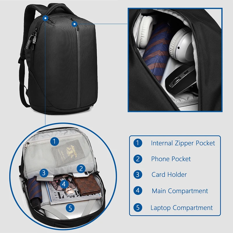  OZUKO Anti Theft Laptop Backpack USB Charging School Bag Men 15.6 Waterproof Backpacks for Teenage 