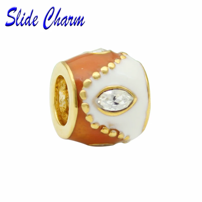 Women Fashion Accessories DIY Painted Charm Easter Gold White Horse Eye Rhinestone Amulet Fit Pandora Bracele | Украшения и