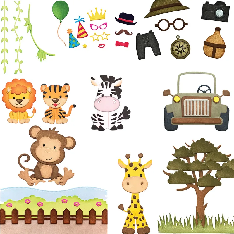 

Spring Animal Zebra Giraffe Lion Tree Metal Cutting Dies Stencils for DIY Scrapbooking Embossing Decoration Card Crafts Die Cut