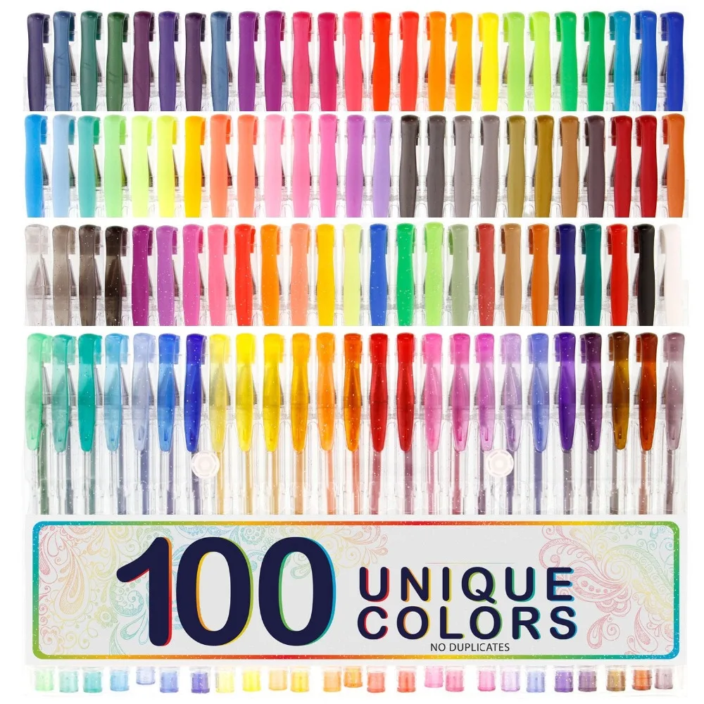 Набор гелевых ручек с металлическим блеском 100 шт.|gel pen set|colorful pens schoolgel |