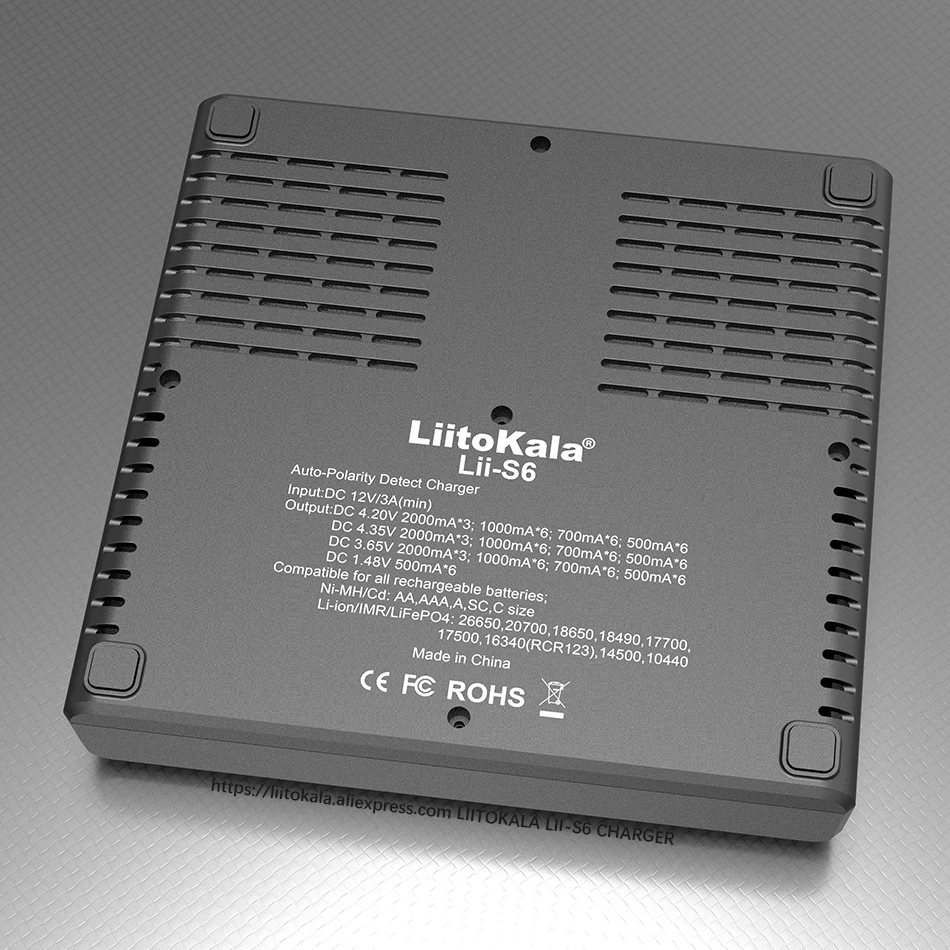 LiitoKala Lii-S6 Battery charger 18650 Charger 6-Slot Auto-Polarity Detect For 18650 26650 21700 32650 AA AAA batteries