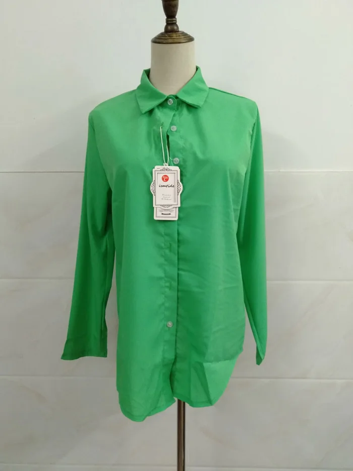 Ladies White Long Sleeve Chiffon Shirt Black Long Tops Women New Turn Down Collar Shirt Blouse Button Office Workwear Shirts Top 13