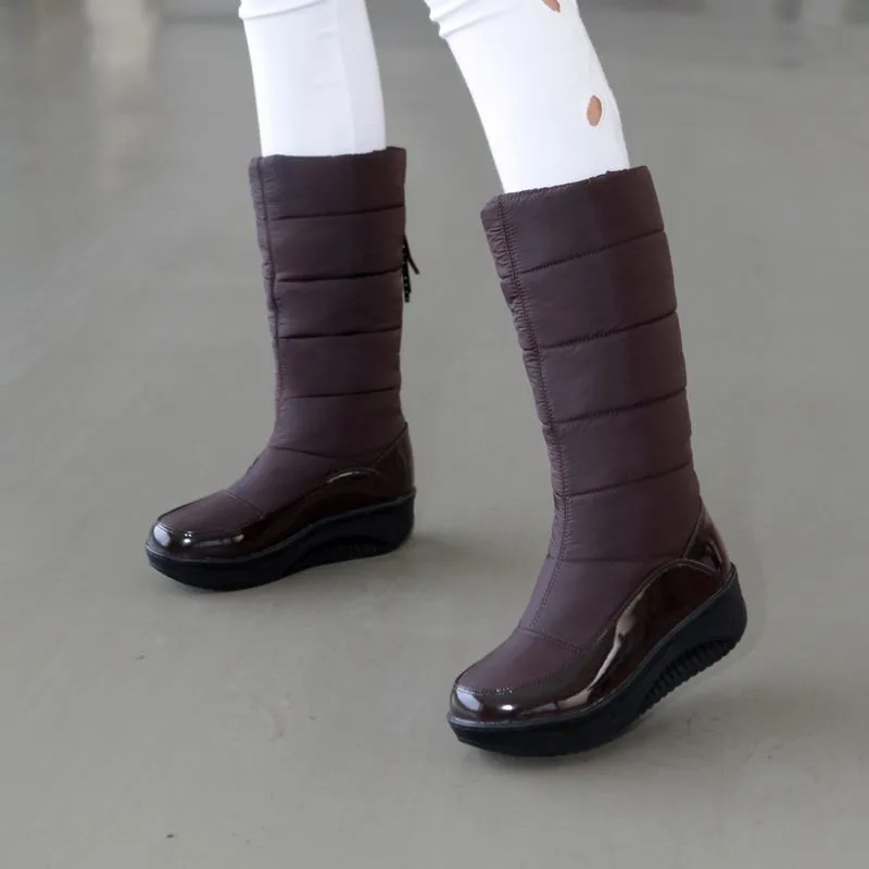 MEMUNIA/зимние женские сапоги; Высококачественная обувь из лакированной кожи на платформе с кисточками; хлопковые зимние сапоги до середины икры; Размеры 35-44