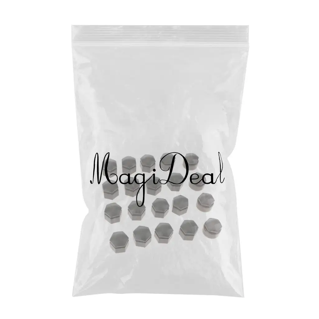 20 Set 22mm Car Wheel Tire Nut Lug Dust Covers Cap Protector Hub Screw Gray Auto Replacement Parts