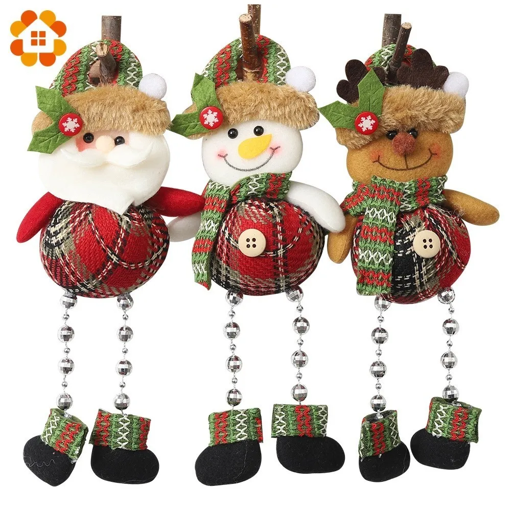 

1PC Hanging Christmas Santa Claus&Snowman&Deer Beading Pendants Xmas Tree Ornaments DIY Crafts Home Christmas Party Decoration