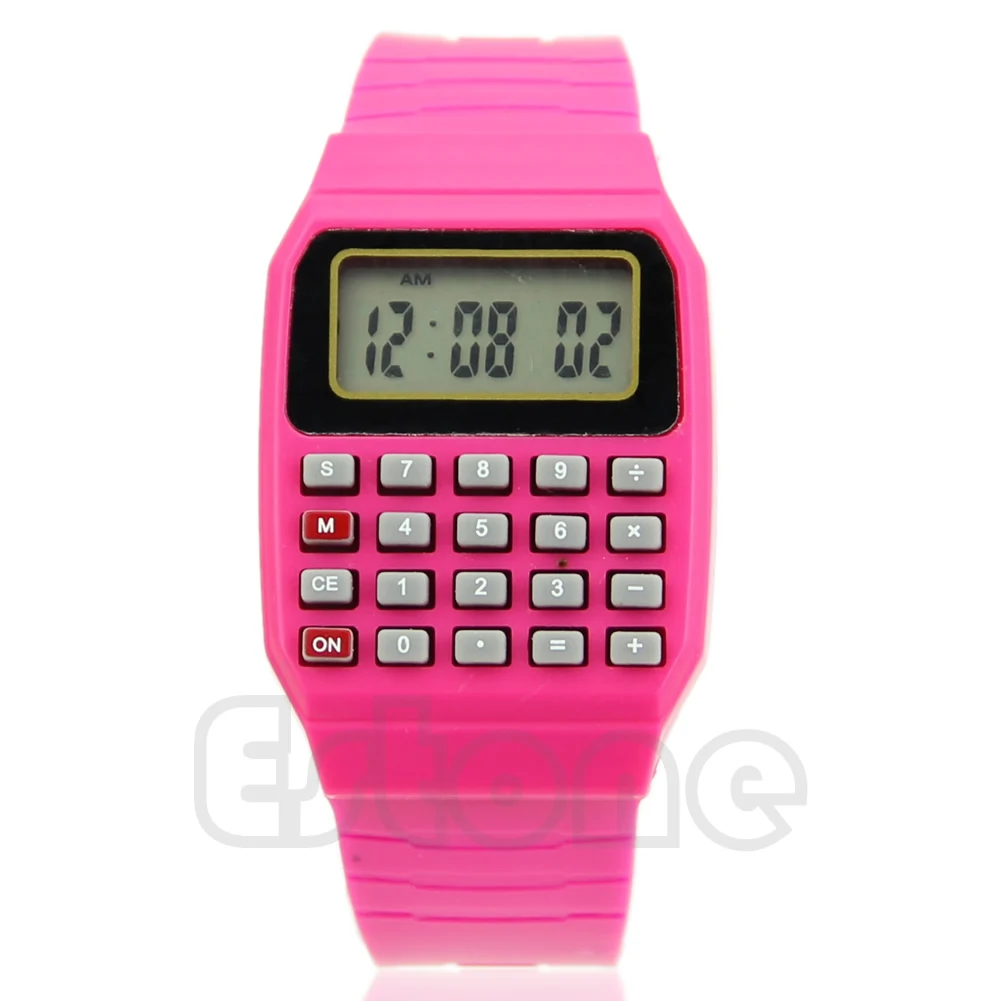 Fad дети силиконовые Дата многоцелевой дети электронный калькулятор наручные часы MAR2 - Цвет: Hot Pink