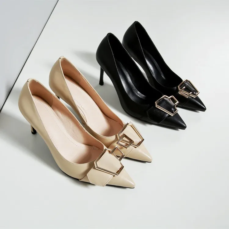 

sweet fenty beauty Brand women shoes woman pumps Spring/Autumn Genuine Leather Slip-On Pointed Fashion Rivet Wedding A732