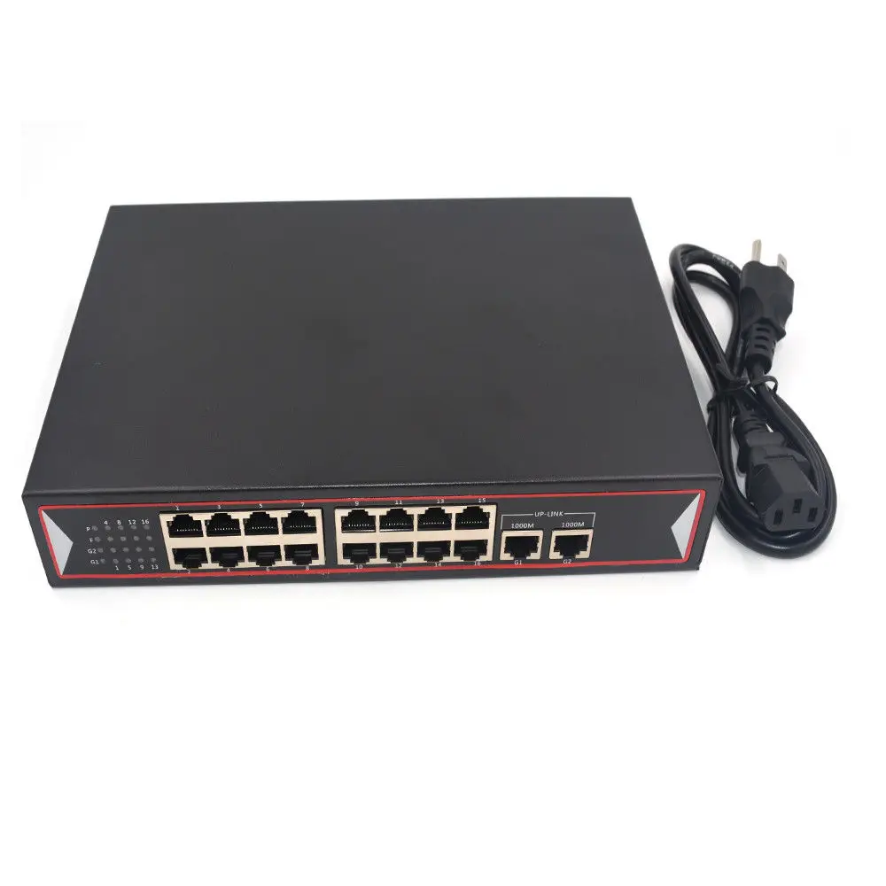 Коммутатор JYTTEK POE с 16 портами 10/100 Мбит/с и 2 гигбит utlink 48 В для ip камеры питанием по