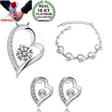 OMHXZJ торговля AAA Циркон Кристалл серебро 18 К Платина женщина невесты сладкий навсегда ожерелье Серьги Браслеты Ювелирные наборы ST88