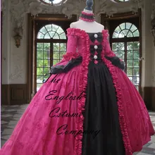 Готический, викторианской эпохи Винтаж пол Длина Корсет Длинный Комплект с платьем