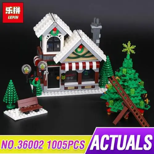 

LEPIN 36002 1005pcs Cinderella Christmas Hat Winter Toy Store 10249 Creative Series Building Blocks Toy Model As Gift