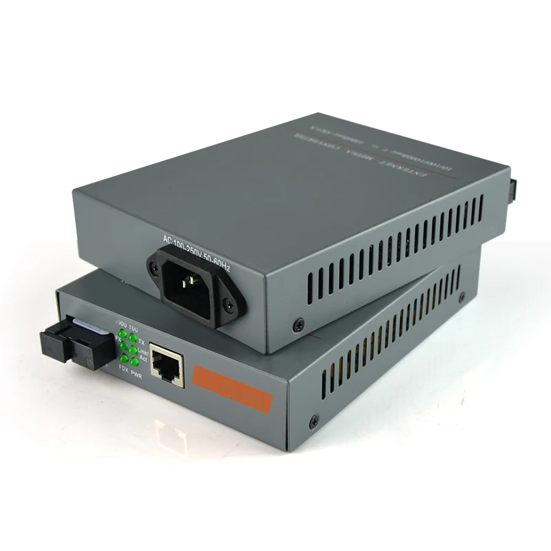 

1 Pair HTB-GS-03 A/B Gigabit Fiber Optical Media Converter 1000Mbps Single Mode Single Fiber SC Port with Built-in Power Supply