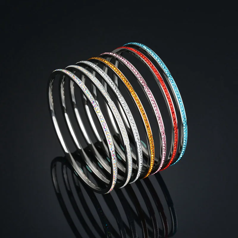 Новинка один ряд многоцветные браслеты из нержавеющей стали шикарные CZ каменные браслеты для подарка на День Матери