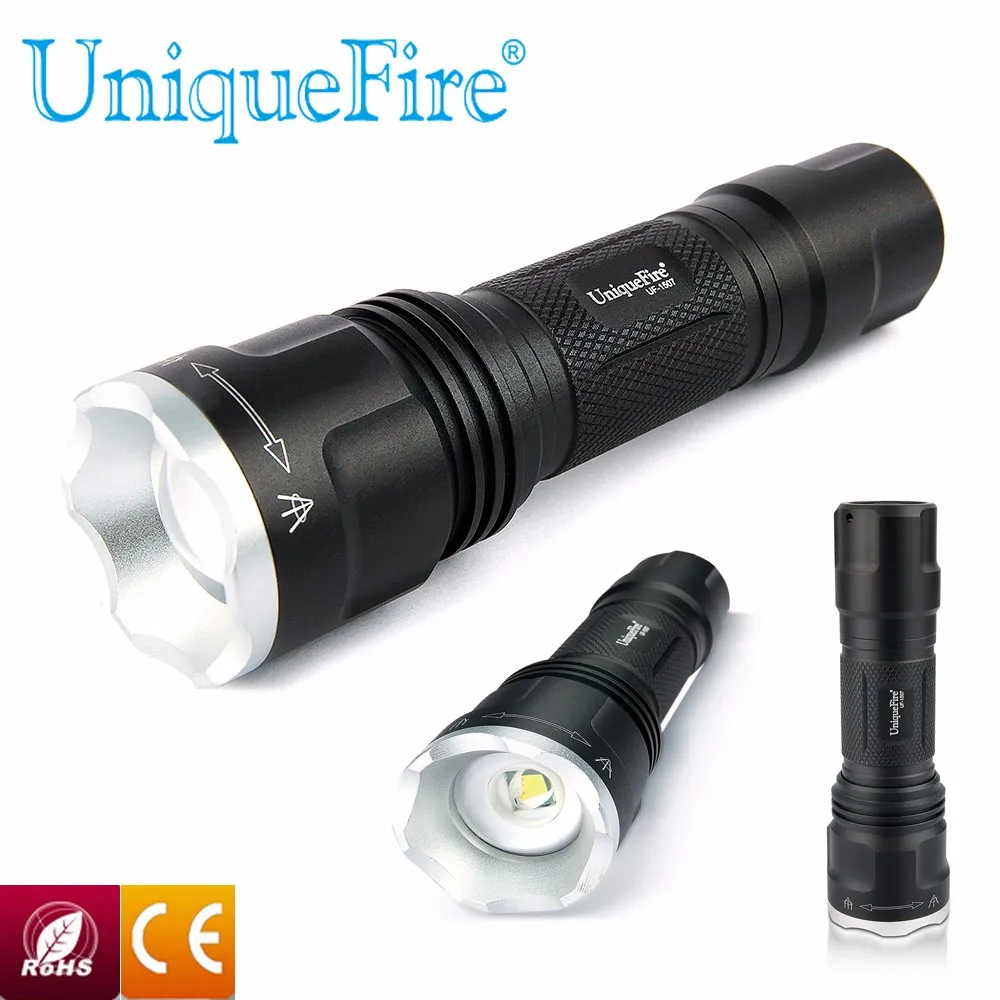 UniqueFire UF-1507 1200LM CREE XML T6 LED Portable Zoomable Tactical Flashlight Water Resistant Lamp Torch For Hiking Emergency8