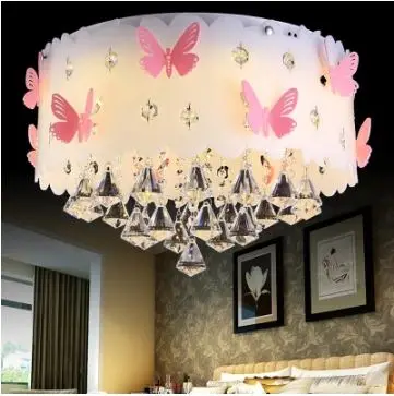 

Crystal children's room lamp round ceiling master bedroom lamp girl princess warm romantic creative wedding room lamp