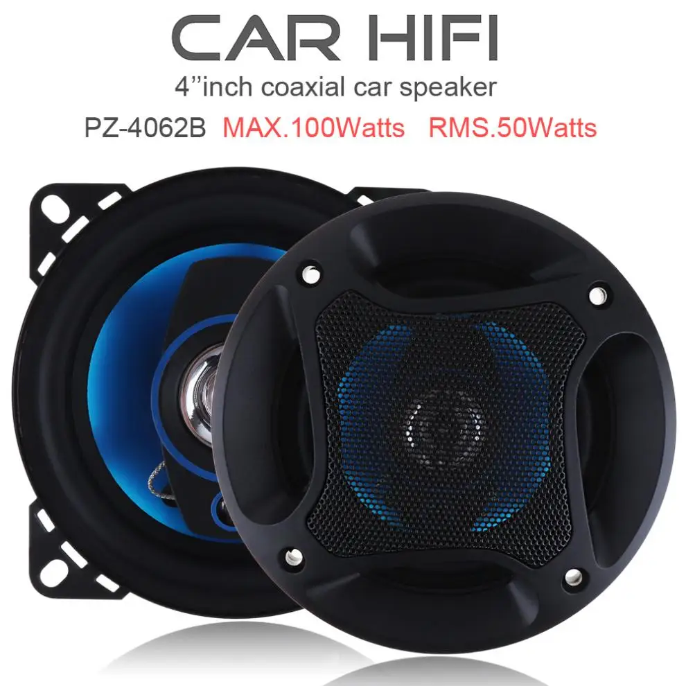 Online 2 uds altavoz de coche 4 pulgadas 100W 3 vías Auto Coaxial Hifi altavoces bocina Audio música estéreo altavoz de frecuencia de rango completo