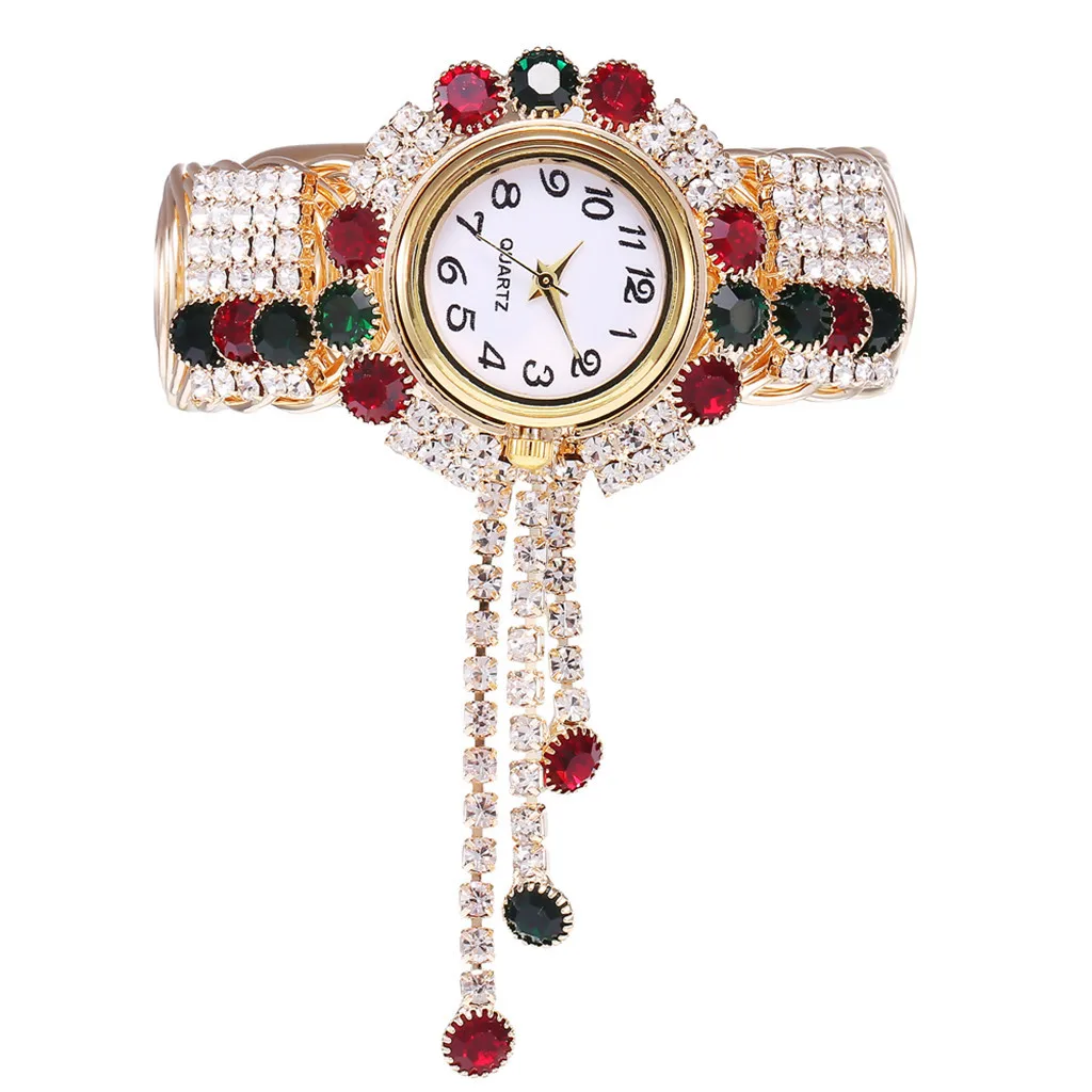 Женские кварцевые часы, модные женские часы со стразами, сплав, браслет, наручные часы, женские часы, креативные кварцевые часы с бахромой