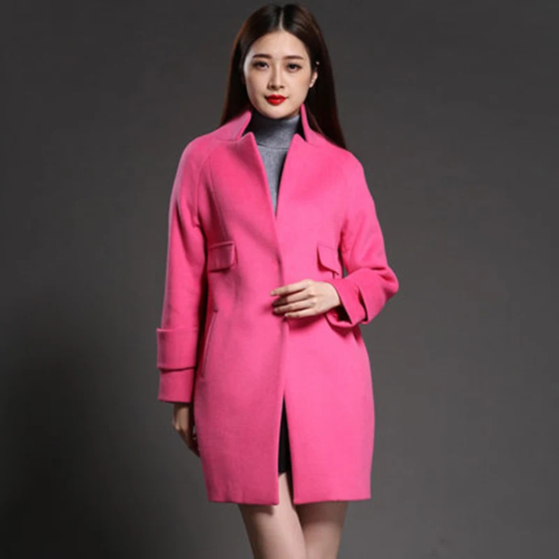 plum Mandarin Purple gray Zx431 blue Tweed Red De Automne épaule Hiver 2019 pink Mode Manteau Lâche Couvert Col Baisse Mince Nouveau Femmes Laine Femelle Bouton w1ARIq