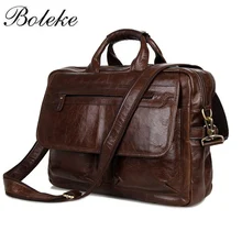 Мужской кожаный портфель высшего класса с масляным воском, 15 дюймов, портфель для ноутбука, портфель из натуральной кожи, винтажная сумка через плечо 7085