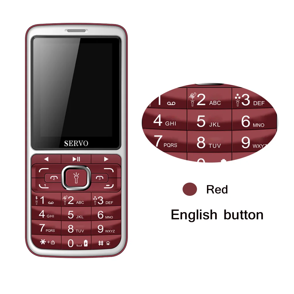 Телефон SERVO S10 2,8 дюймов 3 sim-карты 2500 мАч четыре цвета мигающий светильник Mosqutio Repellent лампа power bank мобильный телефон - Цвет: English button Red