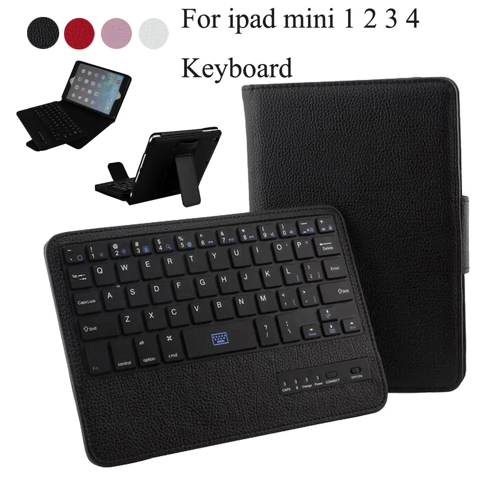 

For iPad Mini 1 2 3 4 Wireless Bluetooth Keyboard Detachable Keyboard Portfolio Folio PU Leather Case Cover Customize Russian