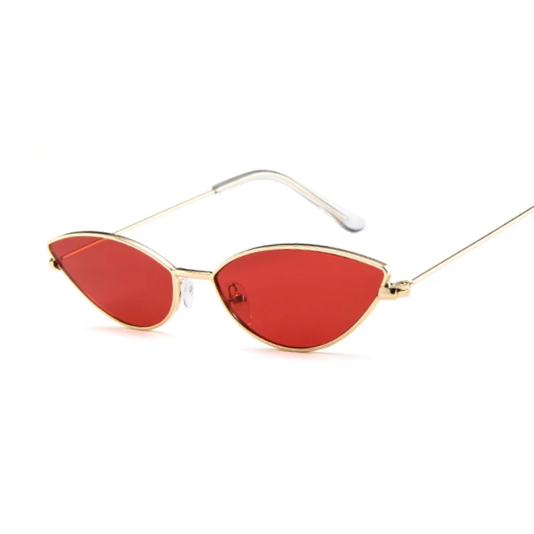 Солнцезащитные очки "кошачий глаз" для женщин, фирменный дизайн, солнцезащитные очки для женщин, модные летние солнцезащитные очки Gafas Feminino Oculos De Sol - Цвет линз: GoldRed