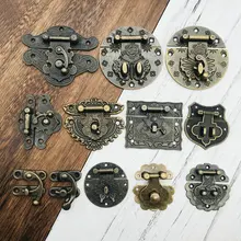 12Pcs Antique Furniture Bag Deco Jewelry Gift Wine Wooden Box Hasp Latch Hook