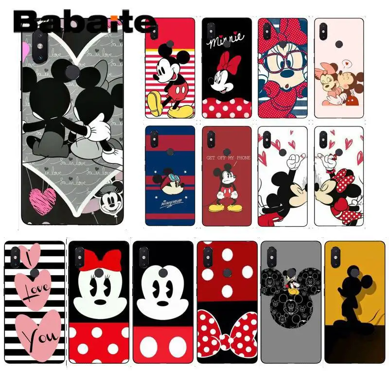 

Babaite Cute couple mickey Minnie Soft Silicone Phone Cover for Xiaomi Mi 6 Mix2 Mix2S Note3 8 8SE Redmi 5 5Plus Note4 4X Note5