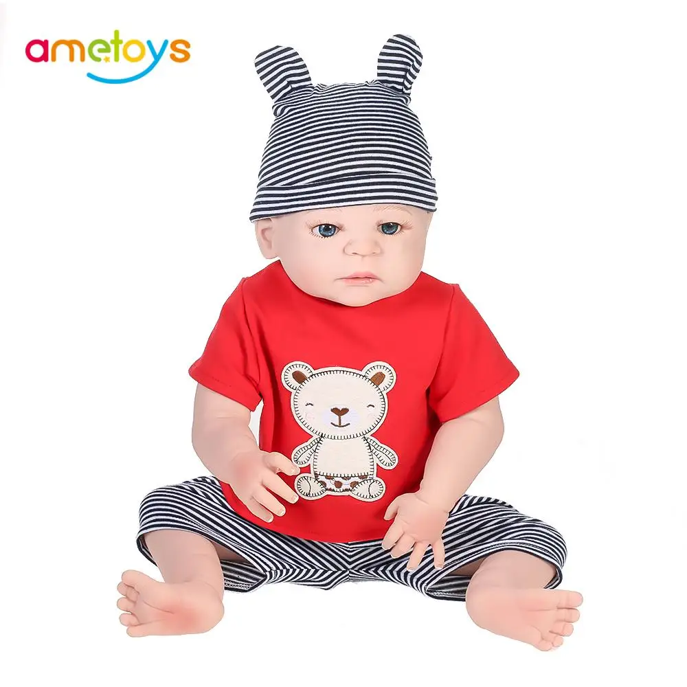 

55cm Wholesale Full Silicone Reborn Baby Doll Boy with Rooted Hair Clothes 22in Newborn Baby Doll Bonecas Boy Lifelike Cute Gift