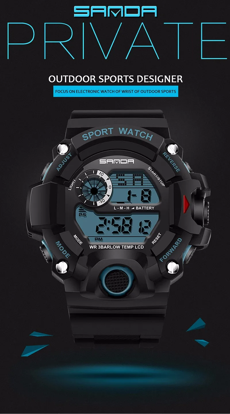 Сандалии часовой бренд Для мужчин Военные Спортивные часы Мода Силиконовые Водонепроницаемый светодиодный цифровые часы для Для мужчин