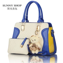 SUNNY SHOP Handbag Sets Casual Alligator Pattern Women Top Handle Bags Patent leather PU Shoulder Bags
