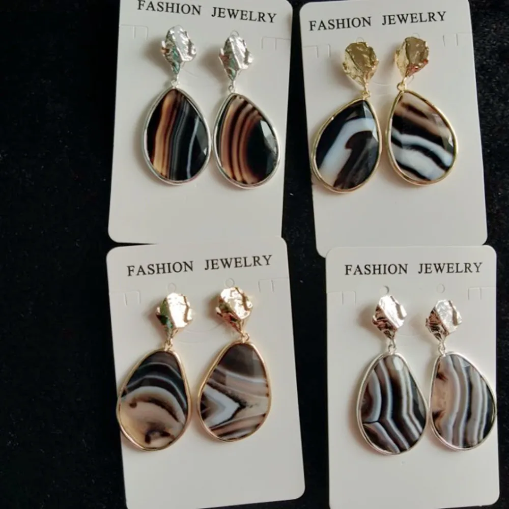 

Wholesale Stone Drop Earrings 2019 Fashion Luxury Earring Pendientes Mix 5 Pairs Women's Statement Earrings Indian Jewelry