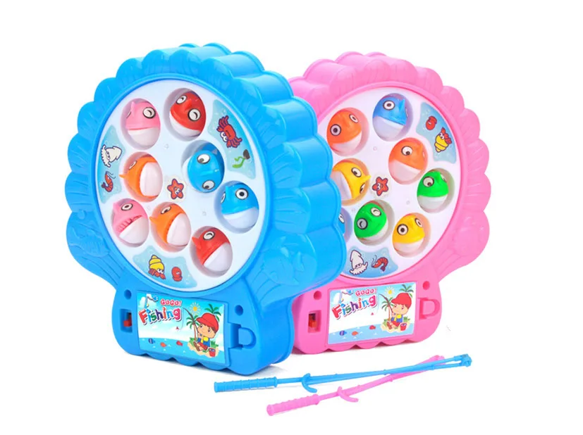 Детская электронная оболочка, вращающаяся форма, игрушки для рыбалки с музыкой и двумя удочками, забавное интерактивное образование для детей