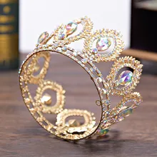 DIEZI, Корона маленького размера, в стиле барокко, золото, серебро, кристалл, цветок, корона, диадемы для женщин, AB Стразы, для девушек, невесты, свадебные украшения для волос