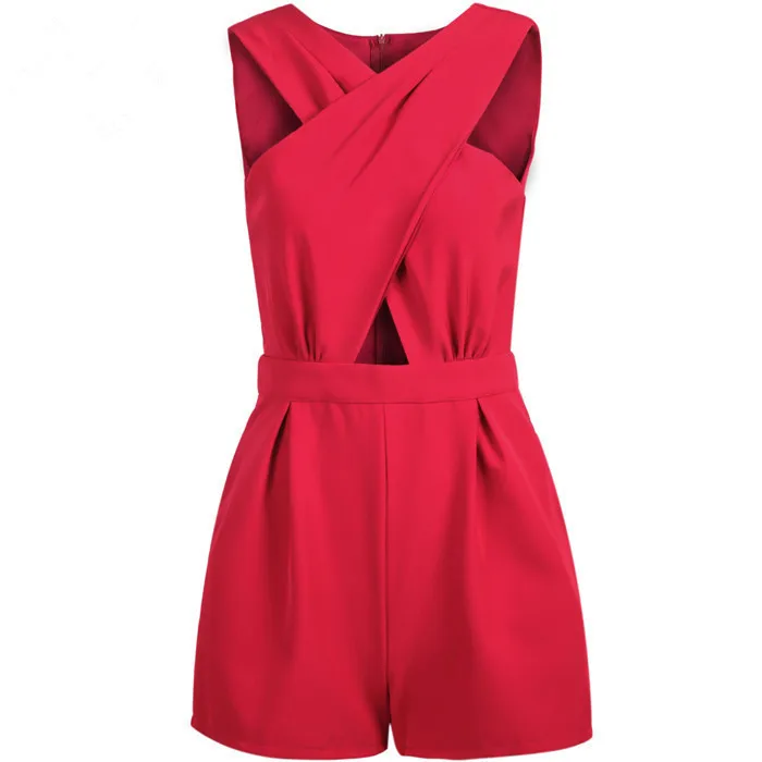 

women jumpsuit romper Summer 2018 one piece Red Black beach wear playsuits Girl off shoulder short bodysuits cover up overalls