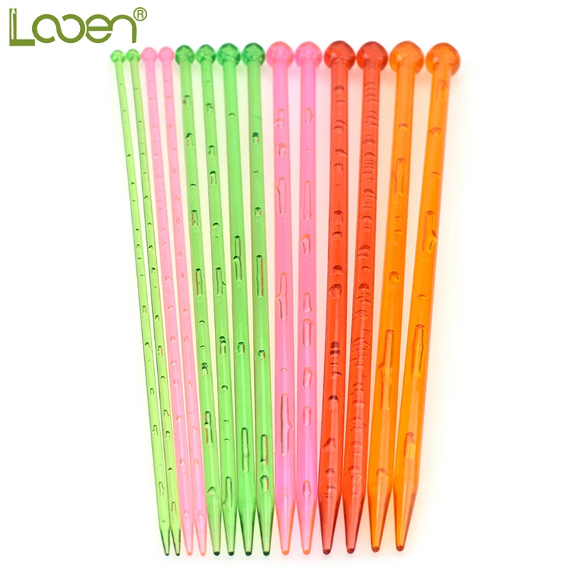 

Looen Brand 14pcs Multicolor Plastic Knitting Needles Weaving Tool Crystal Knitting Needle Tools For Women Scarf Sweater Tools