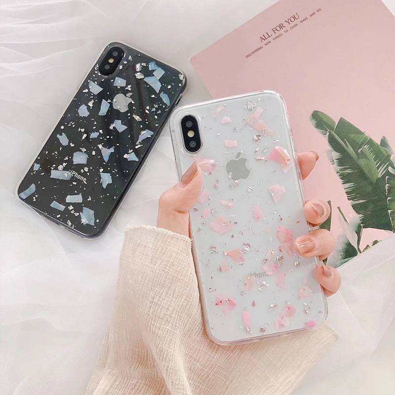 

Shiny foil Sequins phone Cases For iphone 7 case for iphone 6 6s 7 8 plus XR XS XS Max soft Cover Fundas