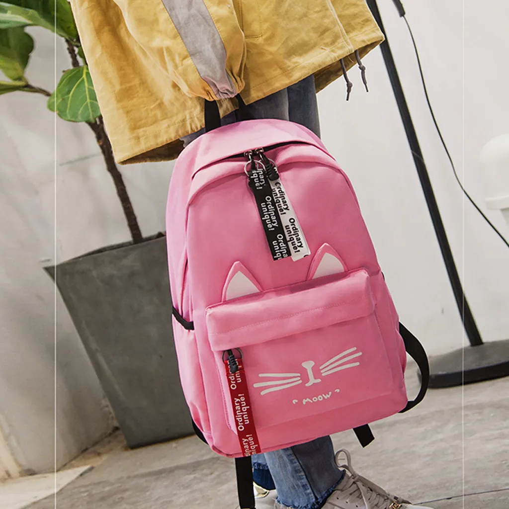 Милые Мультяшные кошачьи уши школьный рюкзак для девочек-подростков женский рюкзак-Рюкзак Нейлоновый школьный рюкзак для подростков Mochila#40