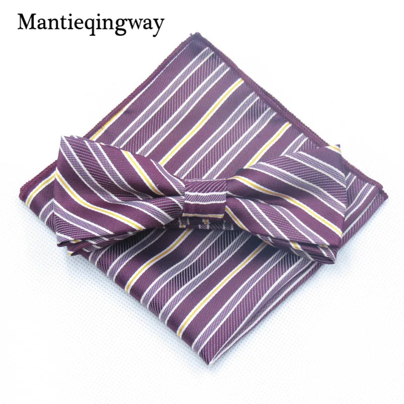 Mantieqingway мужской галстук-бабочка галстук шейный платок, носовой платок человек Corbatas галстук бабочка и карман квадратный набор