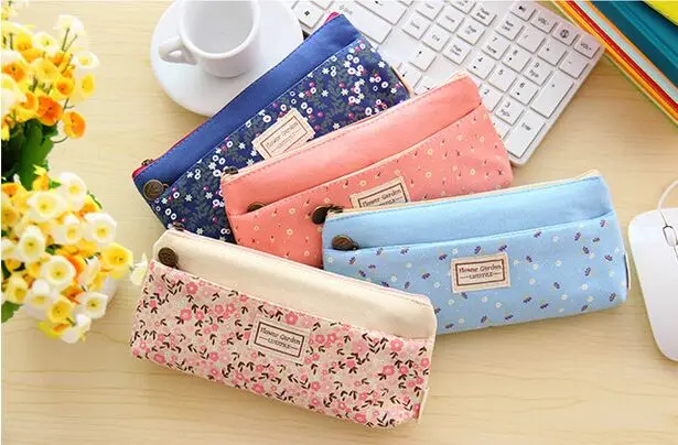 Женская сумка футляр для карандашей с цветами и садом|double zipper pencil case|zipper casepencil case |