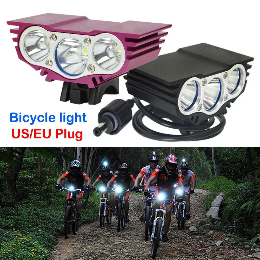 

TSLEEN Waterproof Led Cycling Bicycle Bike Light 3*XM-L T6 Cree LED Flashlights Night Lamps +18650 battery Pack +EU US Charger