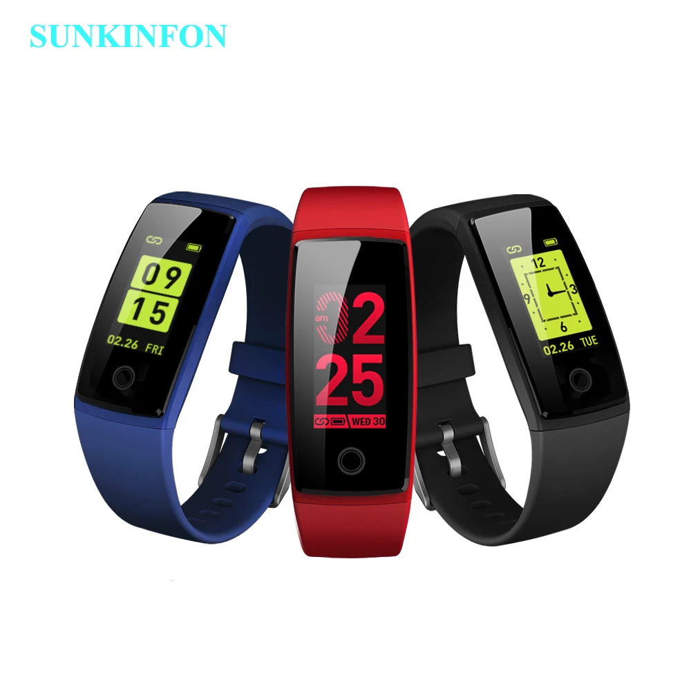 Colorful Smart Wristband Fitness Bracelet Heart Rate Monitor Band Acitivity Track Pedometer Blood Pressure for iPhone X 8 Plus