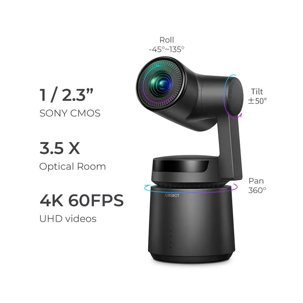 OBSBOT хвост ручной 3 оси интеллигентая (ый) Авто директор AI Камера 4k 60fps авто зум
