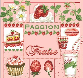 

Fishxx Cross Stitch,S124 fruits [strawberry cake]pink fabric,14CT,Need to embroidery