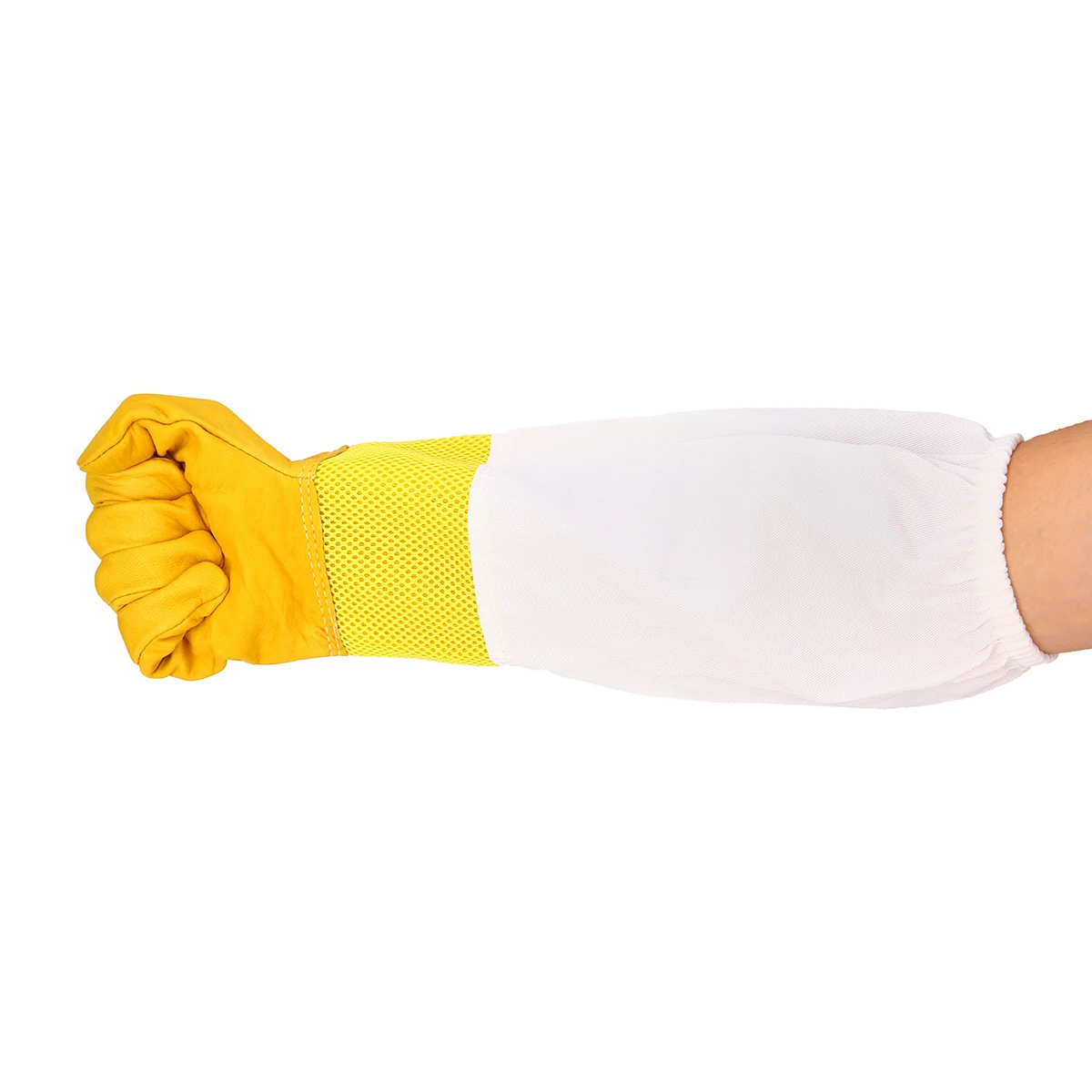 Mesh Hollow Long Sleeves Beekeeping Gloves Size XL Goatskin Bee Keeping with Vented Beekeeper Protective Gloves Yellow