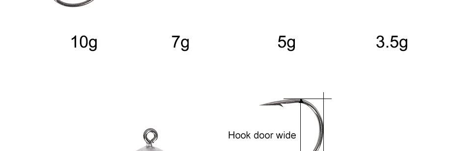 TSURINOYA 3,5 г/5 г/7,0 г/10 г джиг голова с одним крюком Мягкая приманка специальная Рыболовная Снасть инструмент приманка крючок с колючими крючками 2 упаковки